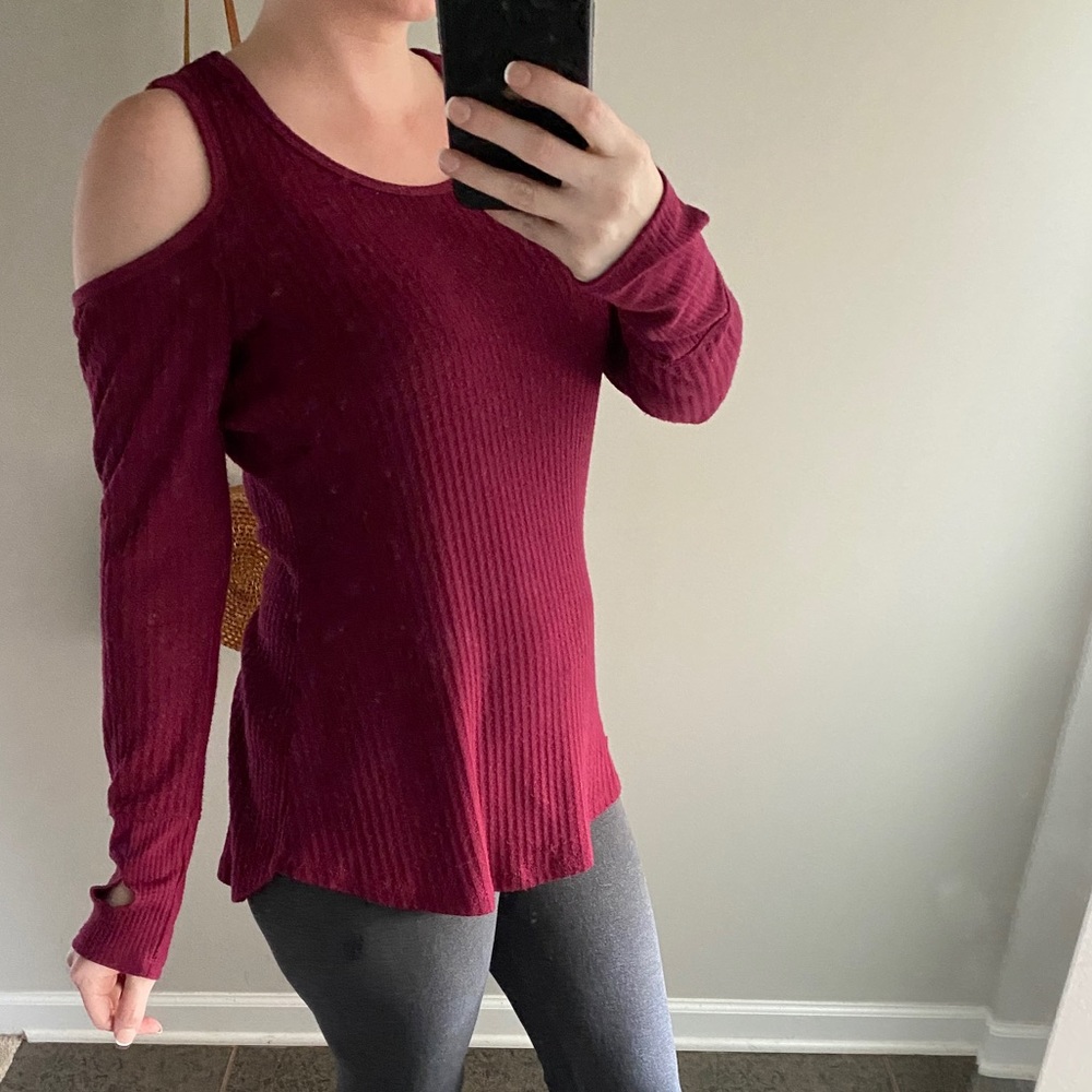 Charming Charlie shoulder cut-out longsleeve shirt